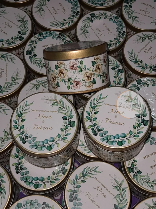 Green Printed Flowers Tin Box - Image 5