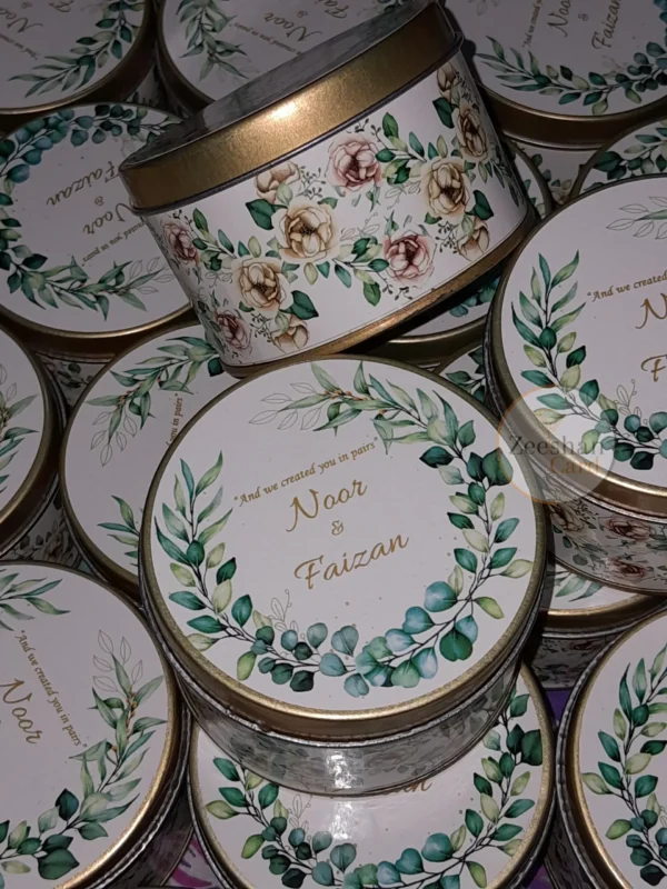 Green Printed Flowers Tin Box - Image 4