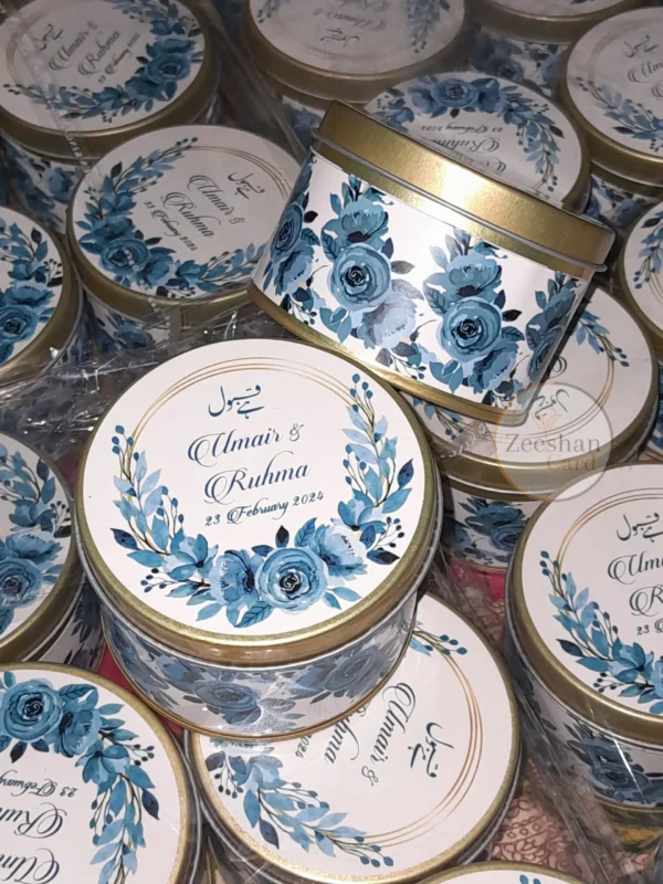 Blue Flower Design Tin Box - Image 2