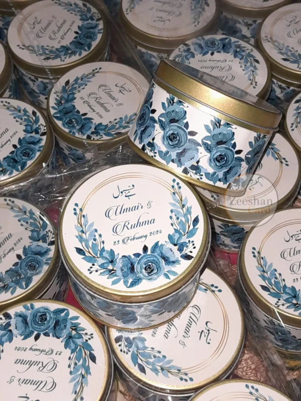 Blue Flower Design Tin Box