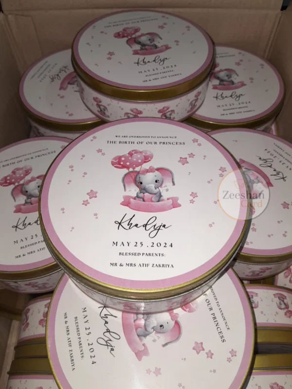 Baby Girl Announcement Tin Box