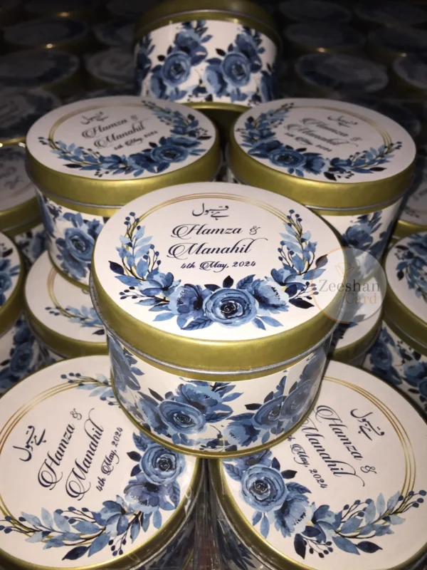 Blue Flower Design Tin Box