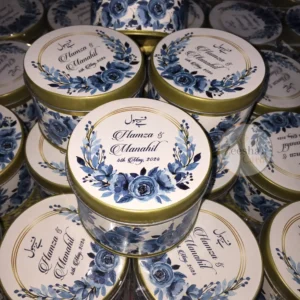 Blue Flower Design Tin Box