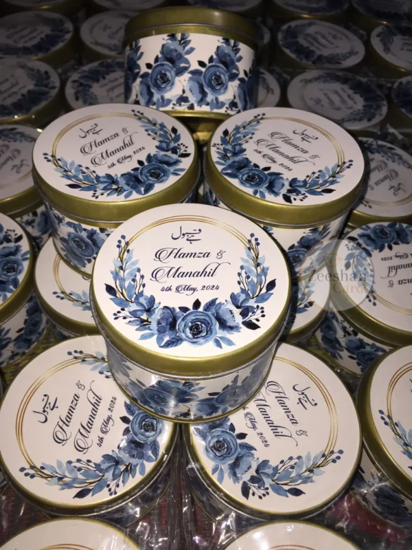 Blue Flower Design Tin Box - Image 2