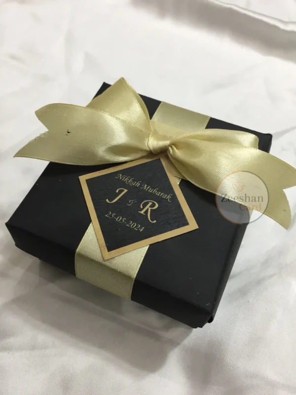 Black Ribbon Box With Tag