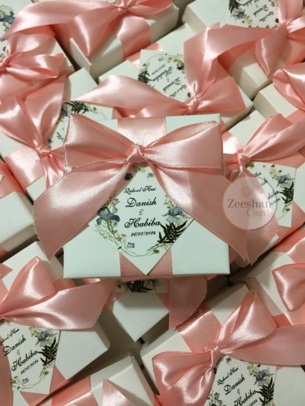 Bid Box Peach Ribbon And Bow With Tag - Image 3