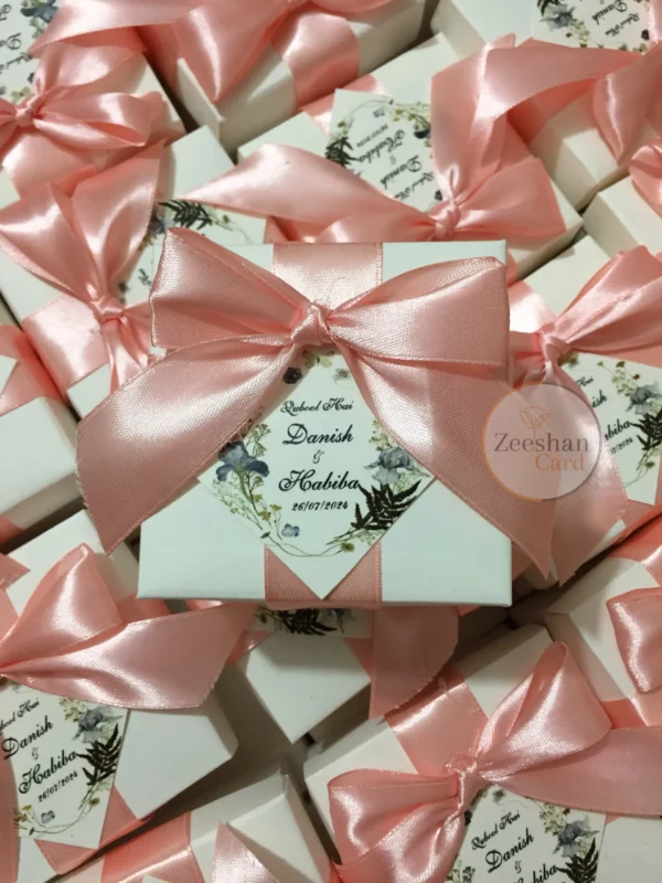Bid Box Peach Ribbon And Bow With Tag - Image 2