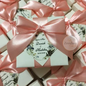 Bid Box Peach Ribbon And Bow With Tag