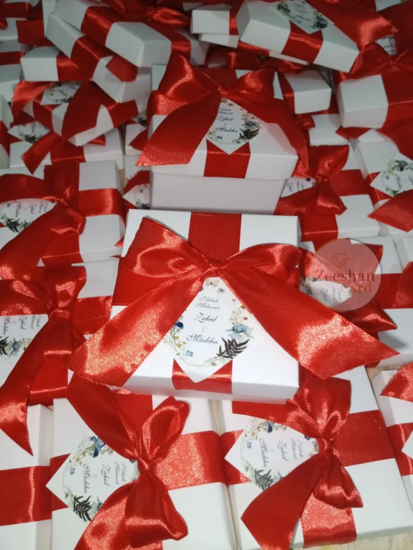 Red Bow Bid Box With Tag