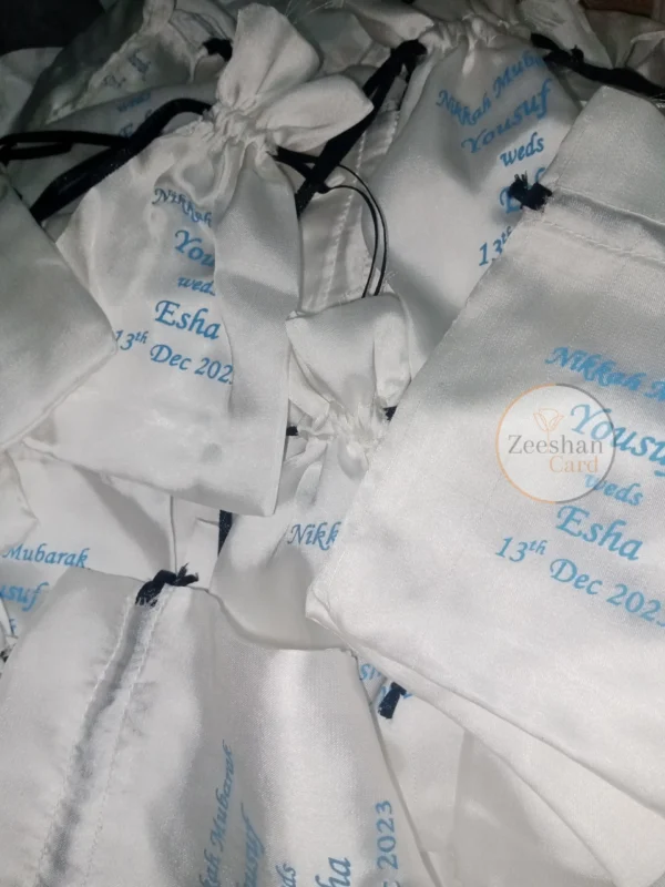 Silk Bid Pouch With Blue Printing - Image 3