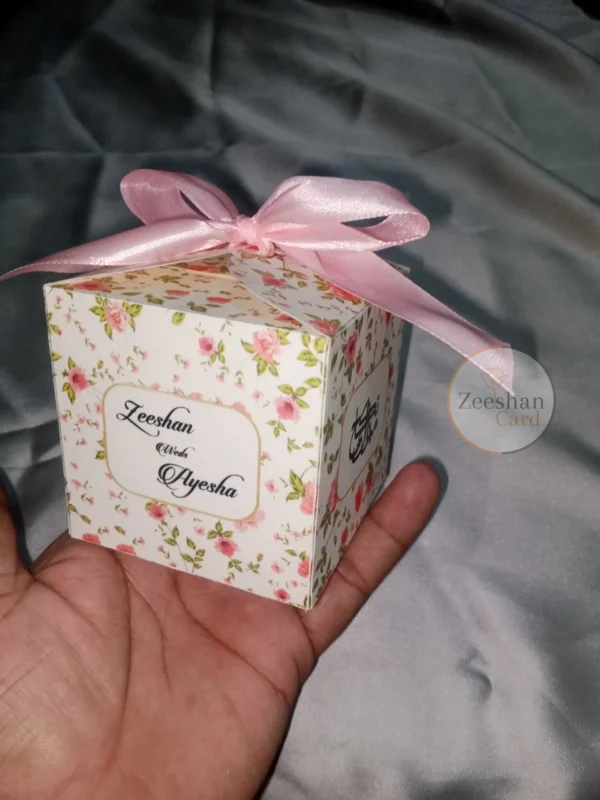 Square Floral Print Bid Box With Bow - Image 7