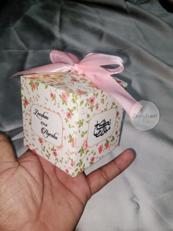 Square Floral Print Bid Box With Bow - Image 6