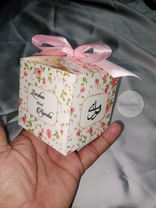 Square Floral Print Bid Box With Bow - Image 5
