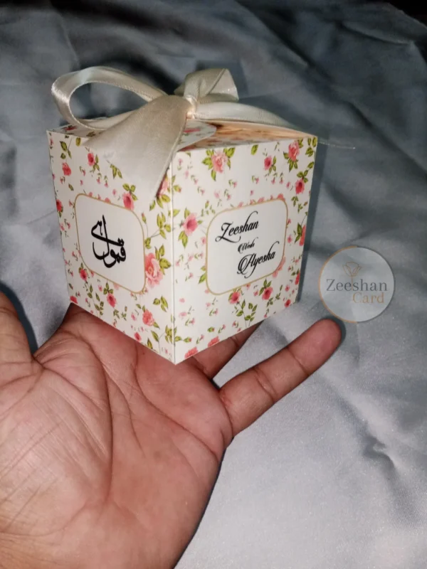 Square Floral Print Bid Box With Bow