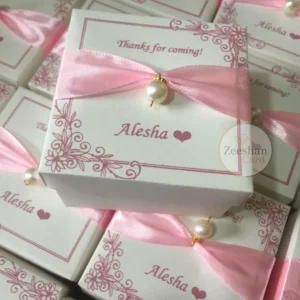 Moti Box With Ribbon And Pink Printed