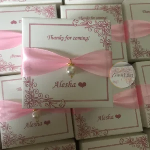 Moti Box With Ribbon And Pink Printed