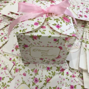 Pink Flowers Printed Ribbon Box