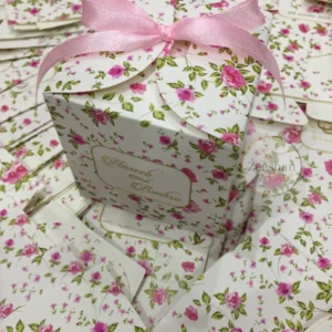 Pink Flowers Printed Ribbon Box