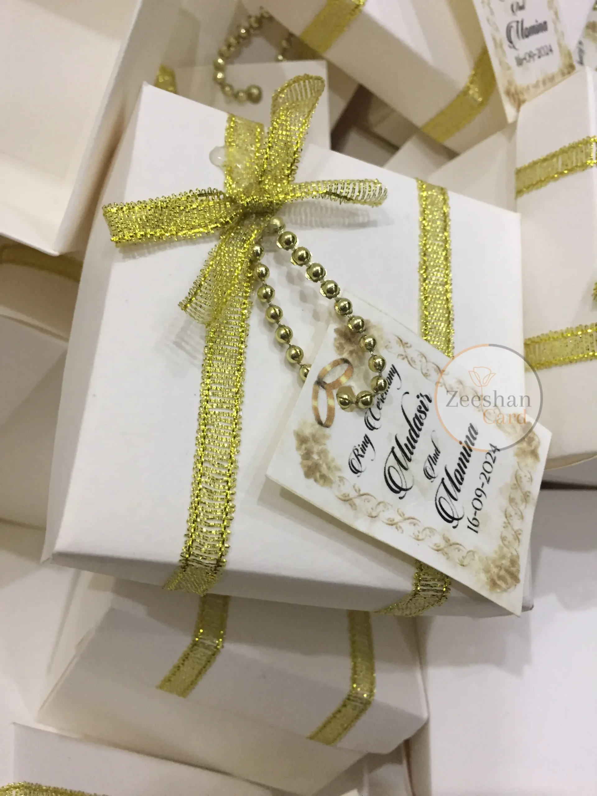 New Design Box With Zari Ribbon And Tag