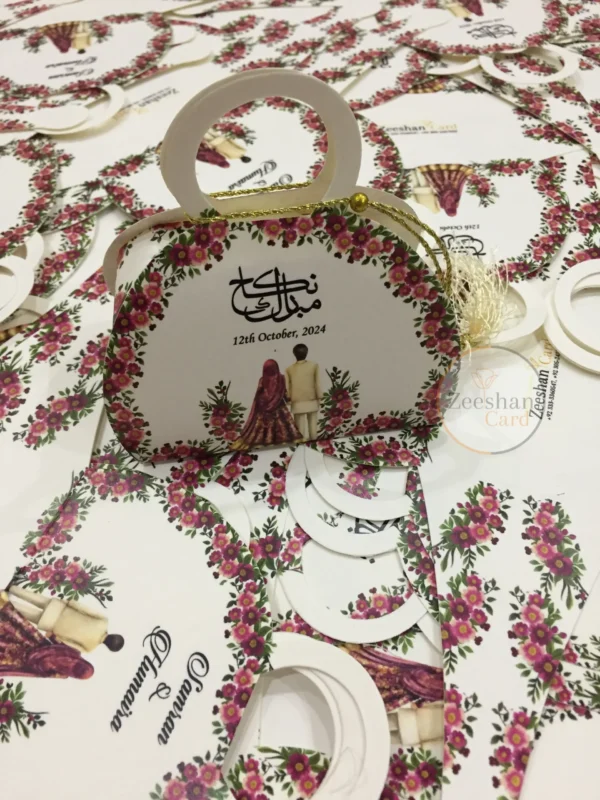 Purse Bid Box Floral Printed Design With Couple - Image 6