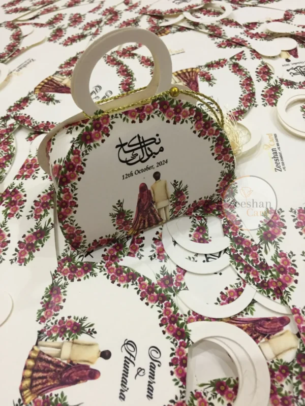 Purse Bid Box Floral Printed Design With Couple - Image 5