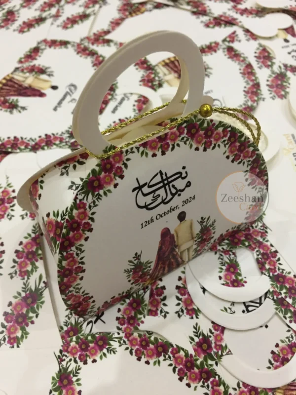Purse Bid Box Floral Printed Design With Couple - Image 3