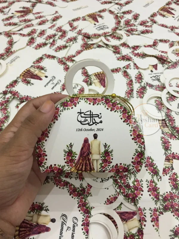 Purse Bid Box Floral Printed Design With Couple