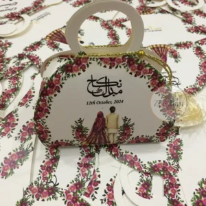 Purse Bid Box Floral Printed Design With Couple