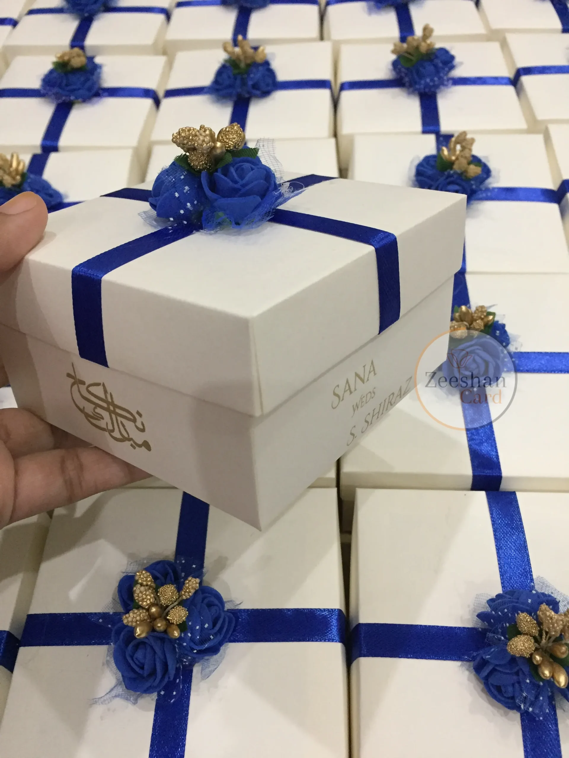 Blue Ribbon And Flower Box
