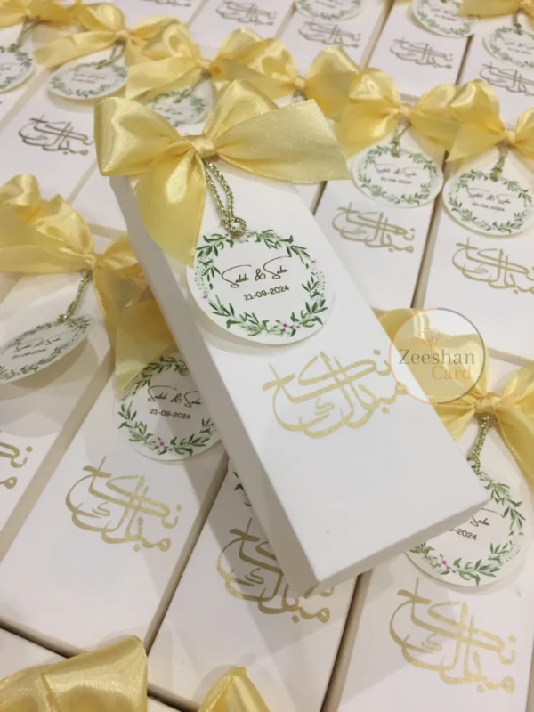 Nikah Mubarak Long Box With Bow And Green Tag - Image 3