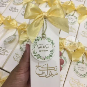 Nikah Mubarak Long Box With Bow And Green Tag