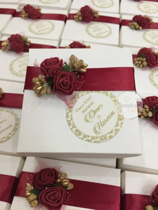 Maroon Flower Bid Box With Tag - Image 6