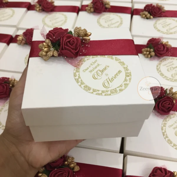 Maroon Flower Bid Box With Tag - Image 4