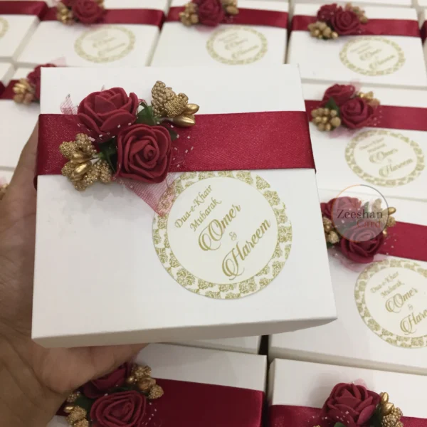 Maroon Flower Bid Box With Tag - Image 3