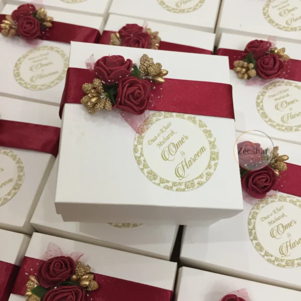 Maroon Flower Bid Box With Tag