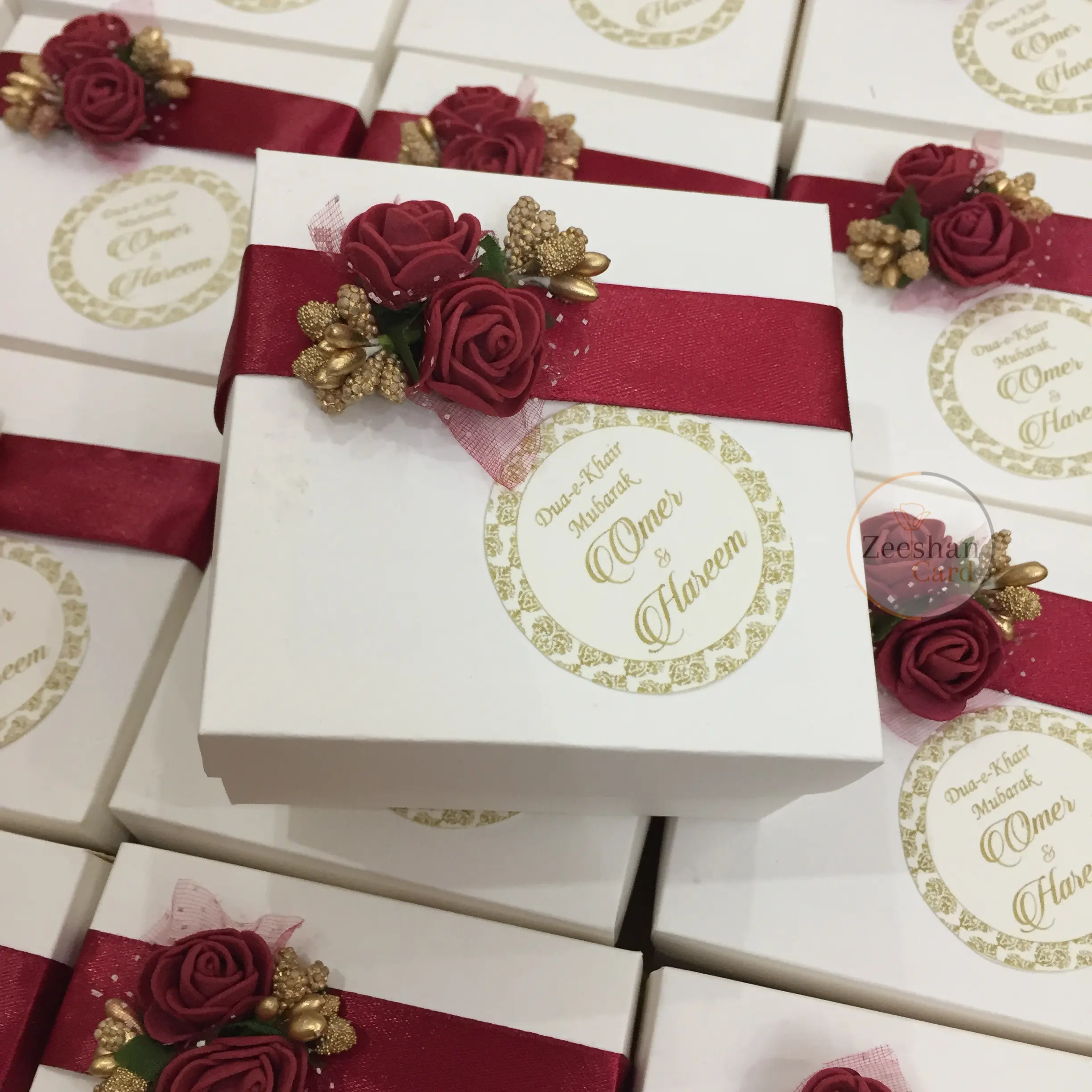 Maroon Flower Bid Box With Tag