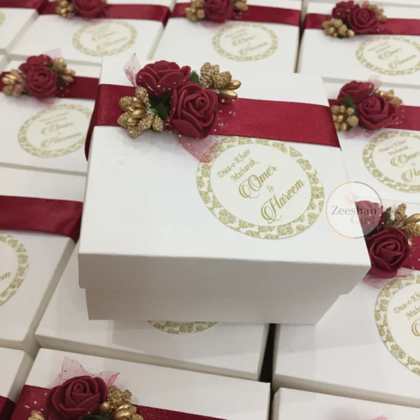 Maroon Flower Bid Box With Tag - Image 2