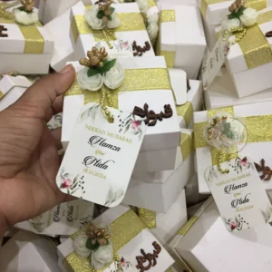 Zari Ribbon Box With Flower And Wooden
