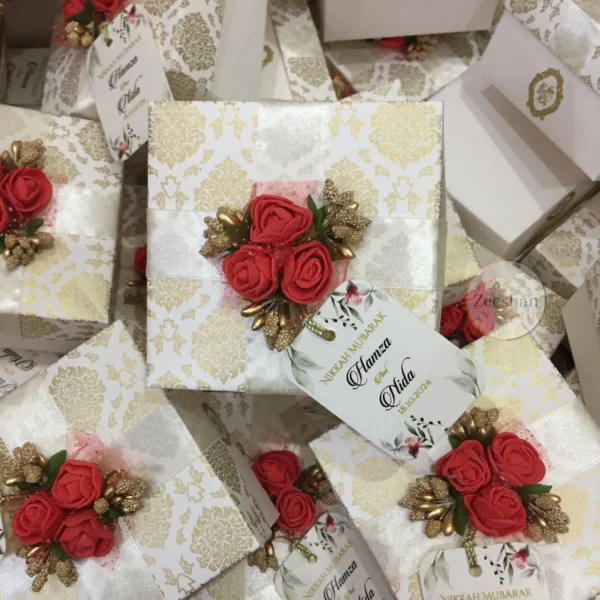 Red Flower Bid Box With Tag - Image 4