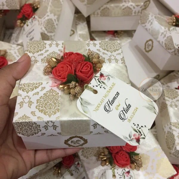Red Flower Bid Box With Tag - Image 3