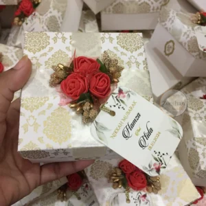 Red Flower Bid Box With Tag