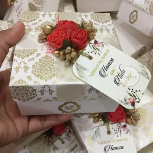 Red Flower Bid Box With Tag